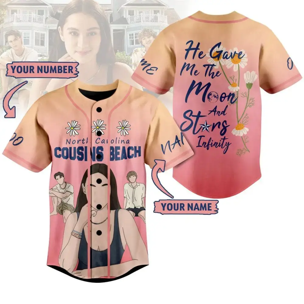 Customizable Cousins Beach Baseball Jersey – Personalized Summer Style & Quotes Image