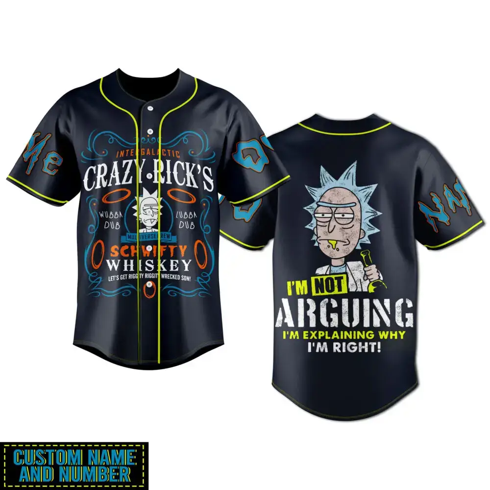 Customizable Crazy Rick'S Whiskey Baseball Jersey - Funny Sci-Fi Fan Gift - Add Name & Number Image