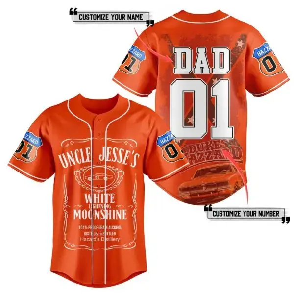 Customizable Dukes Of Hazzard Baseball Jersey - Personalize Name & Number - Perfect Gift For Dad! Image