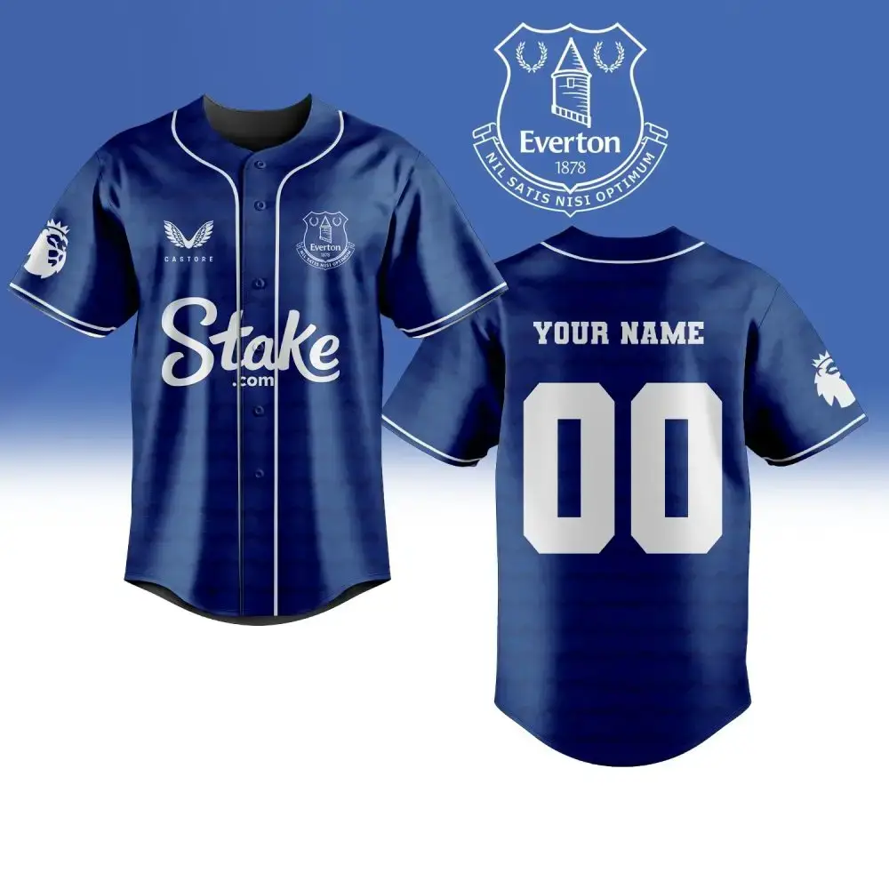 Customizable Everton Fc Baseball Jersey - Personalize Name & Number - Premium Quality Image