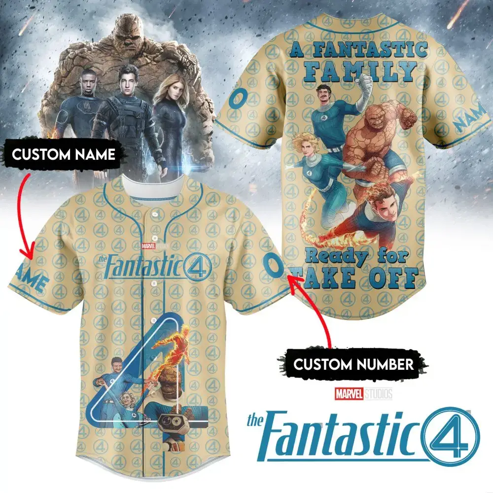 Customizable Fantastic Four Baseball Jersey – Personalized Name & Number – Marvel Fans’ Must-Have! Image