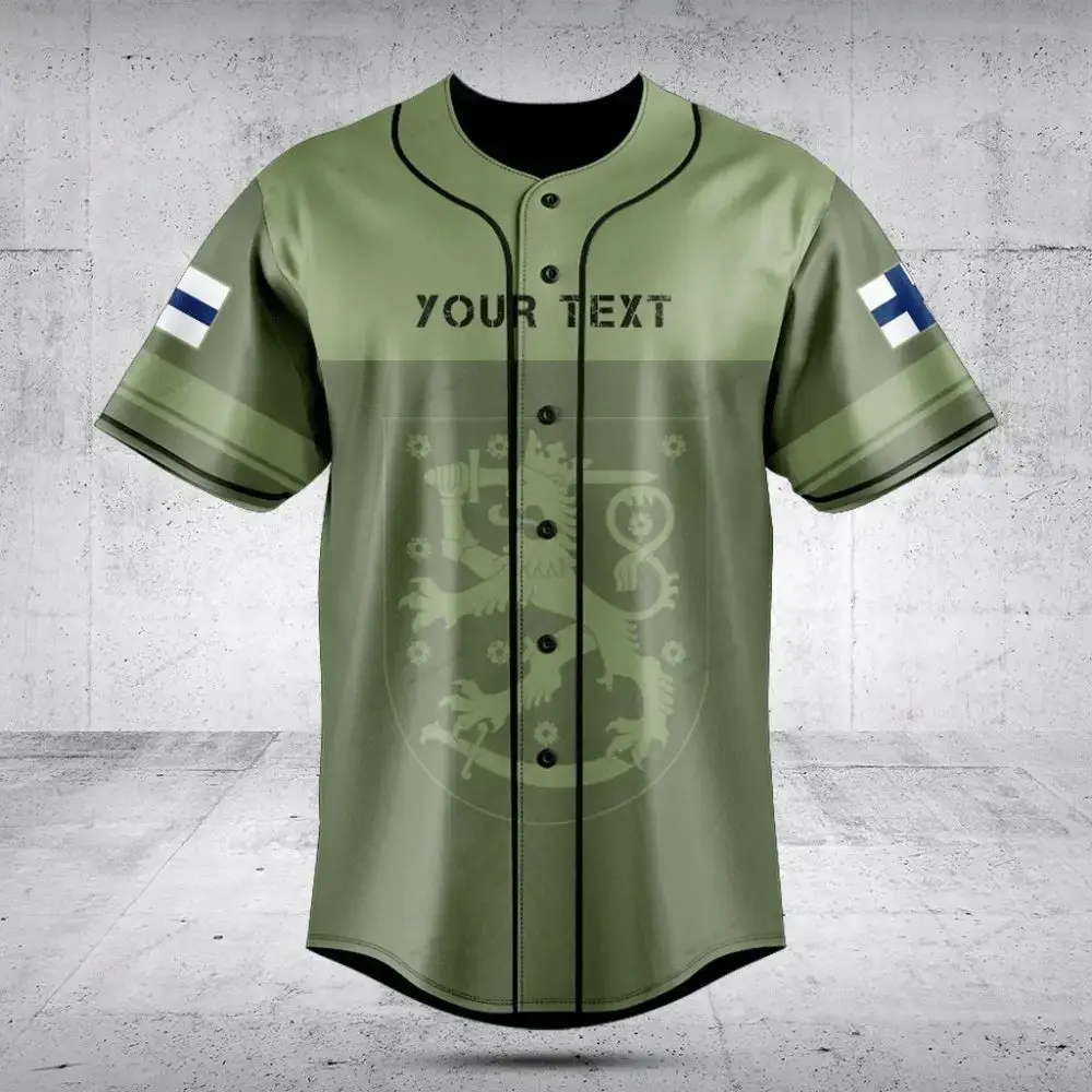 Customizable Finnish Flag Baseball Jersey - Stylish & Unique Design Image