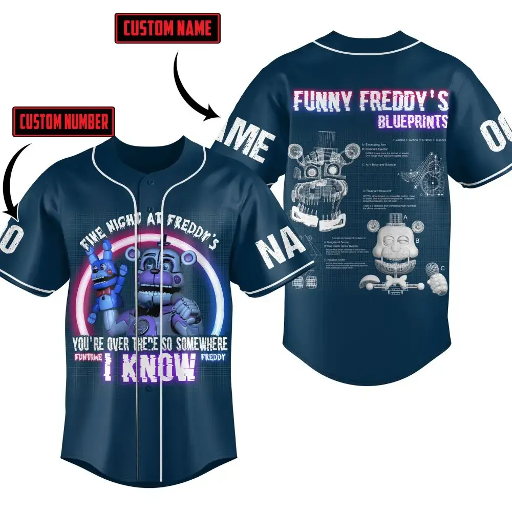 Customizable Five Nights At Freddy'S Baseball Jersey – Personalized Name & Number Image