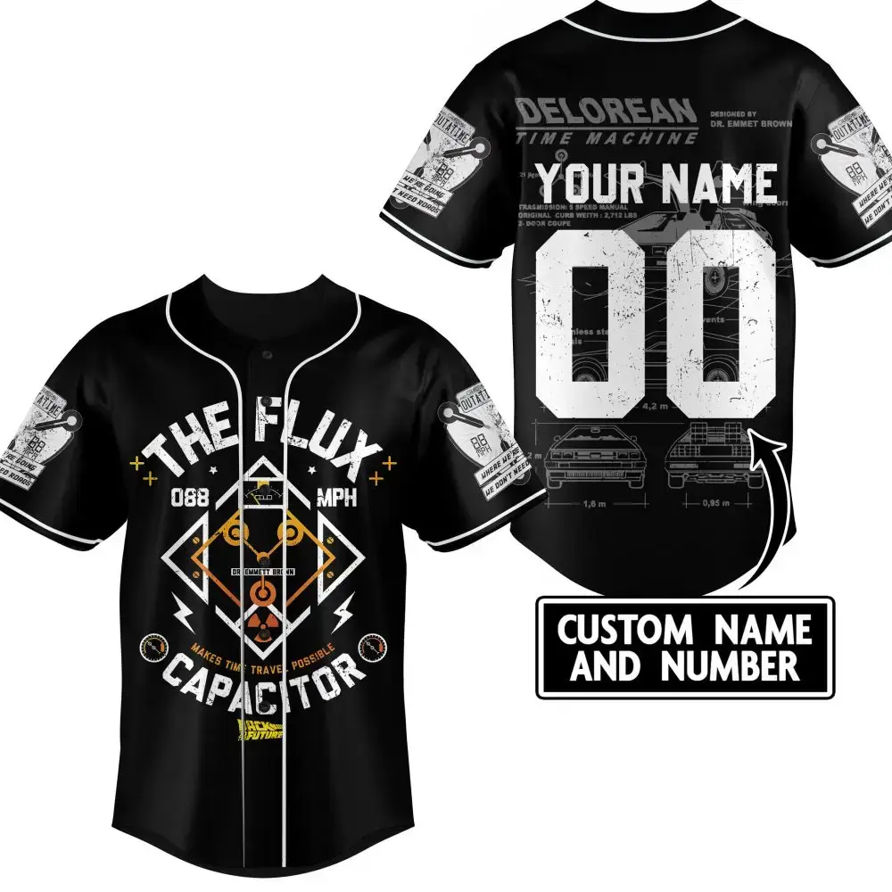 Customizable Flux Capacitor Baseball Jersey - Add Your Name & Number - Perfect Gift For Fans! Image
