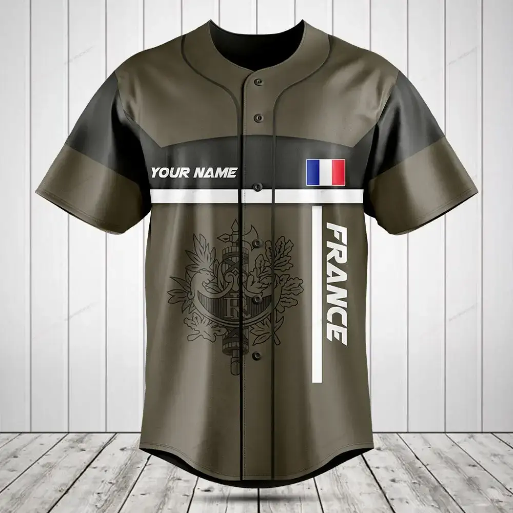 Customizable France Baseball Jersey - Personalized Name & Flag Design - Premium Quality Image