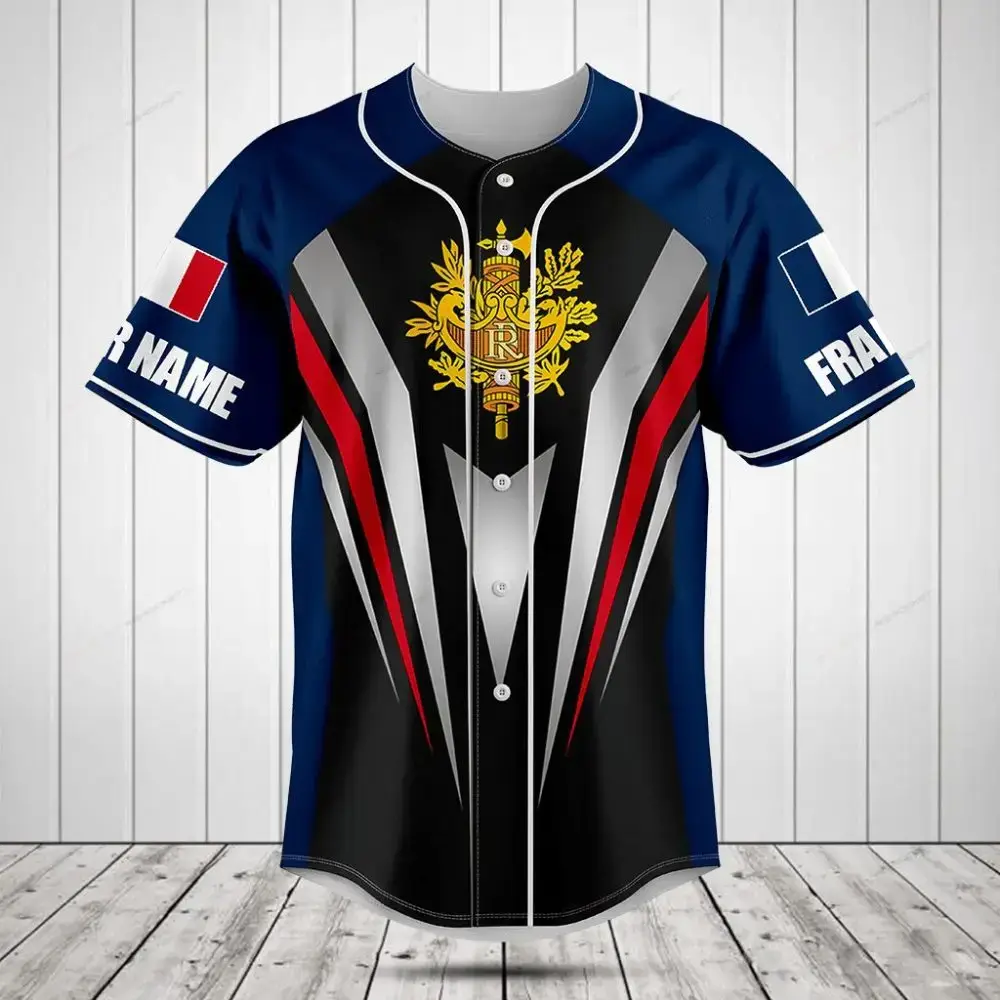 Customizable French Flag Baseball Jersey - Personalized Name & Number, Premium Quality Image