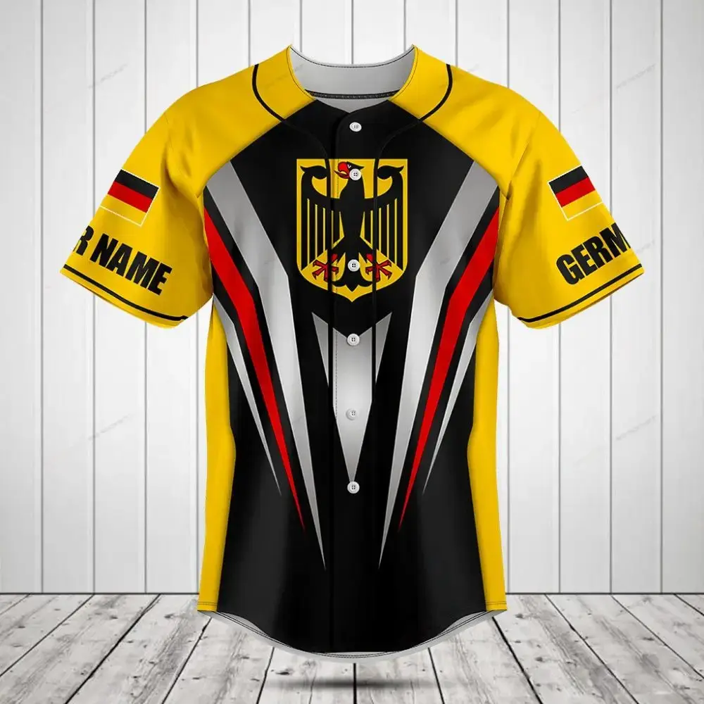 Customizable Germany Flag Baseball Jersey - Personalized Sportswear Gift Image