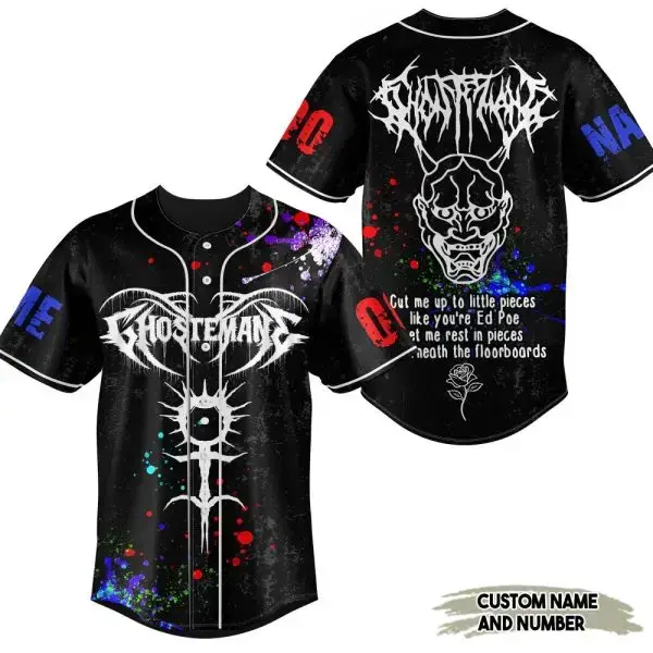 Customizable Gothic Baseball Jersey – Unique Design With Name & Number Option Image
