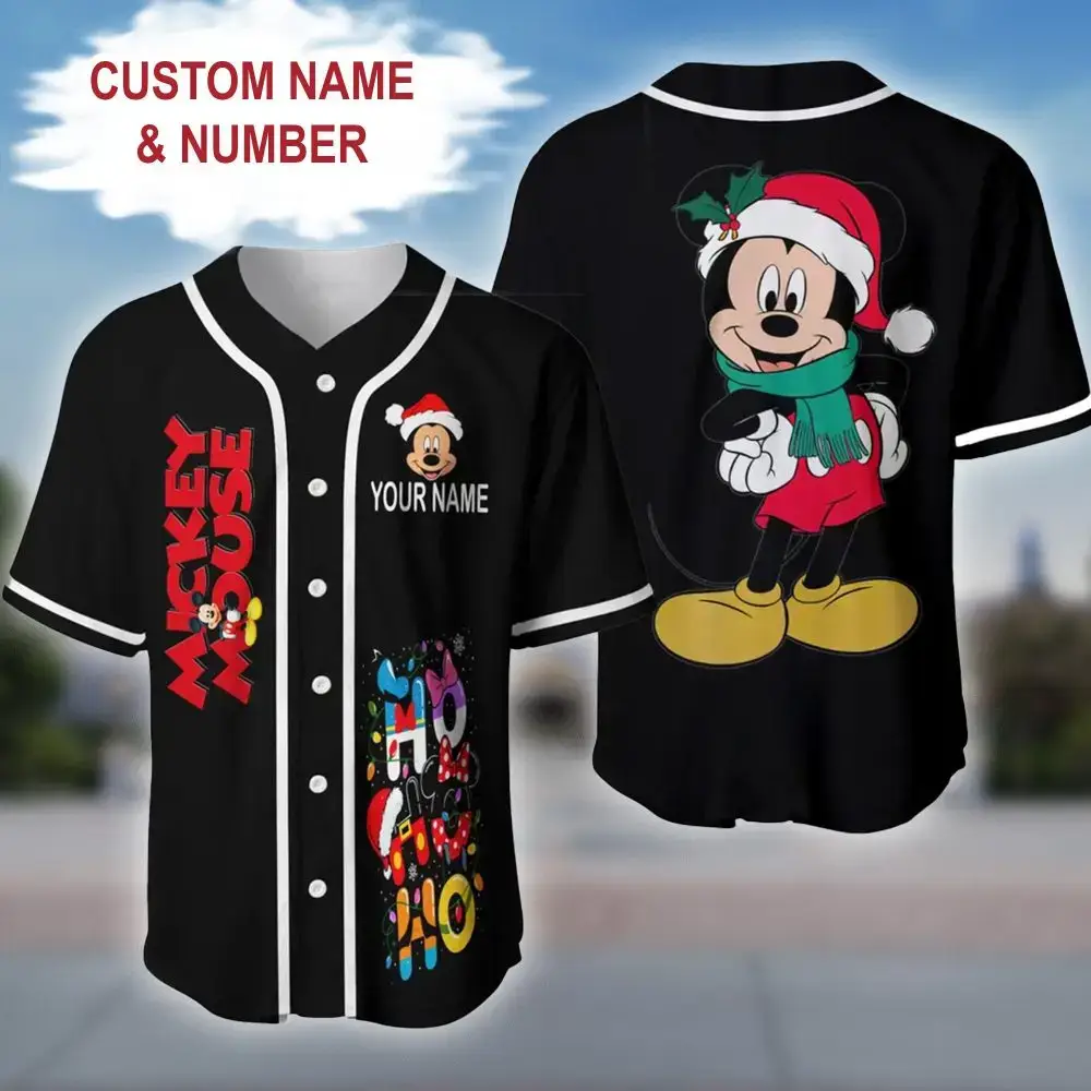 Customizable Holiday Mickey Mouse Baseball Jersey - Add Your Name & Number! Image