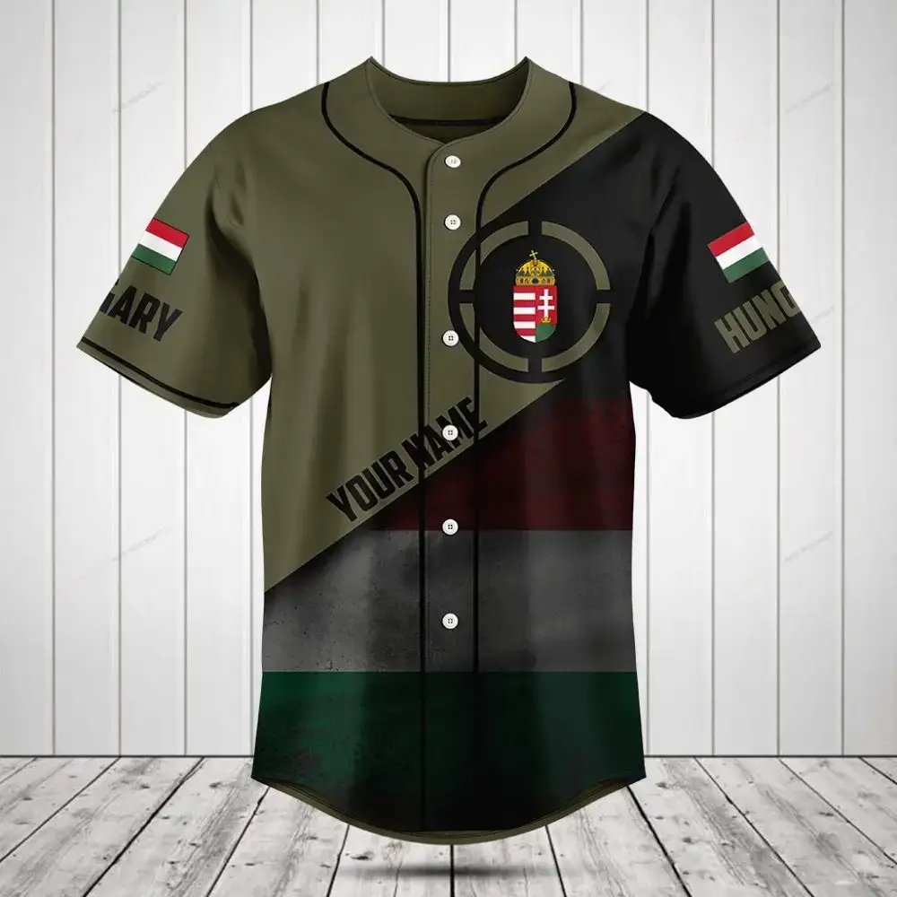 Customizable Hungary Flag Baseball Jersey - Personalized Sportswear Gift Image