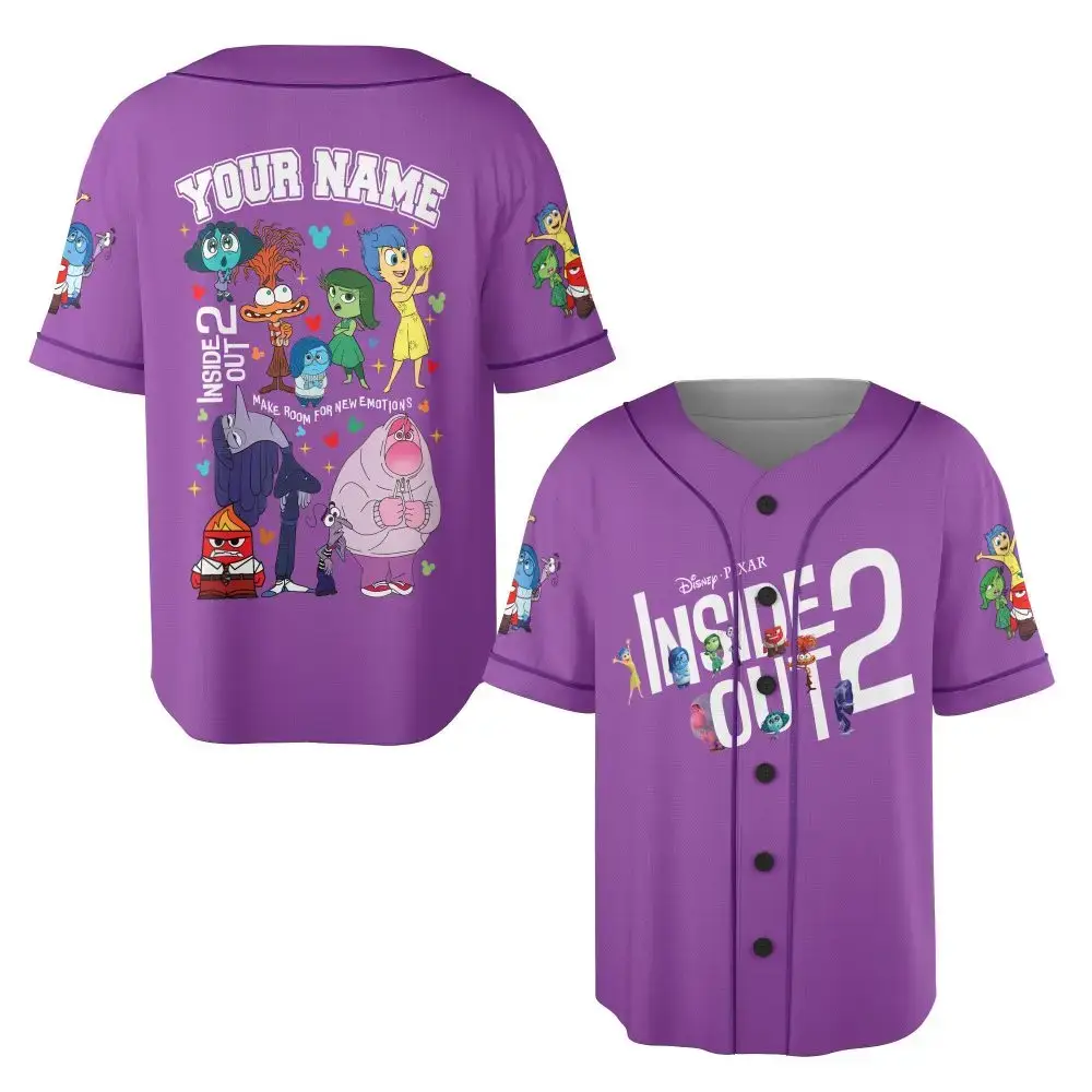 Customizable Inside Out 2 Baseball Jersey - Personalized Name, Vibrant Characters, Unisex Design Image