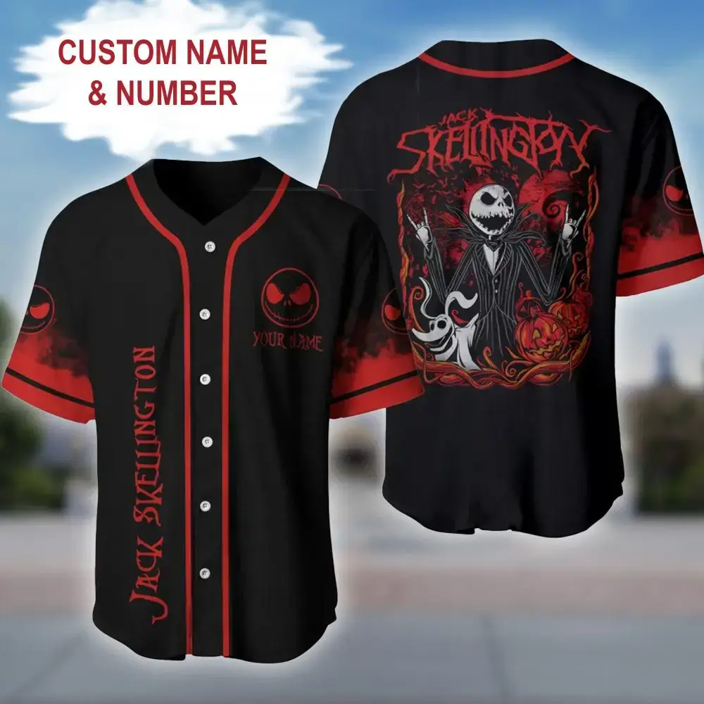 Customizable Jack Skellington Baseball Jersey - Personalize With Your Name & Number Image