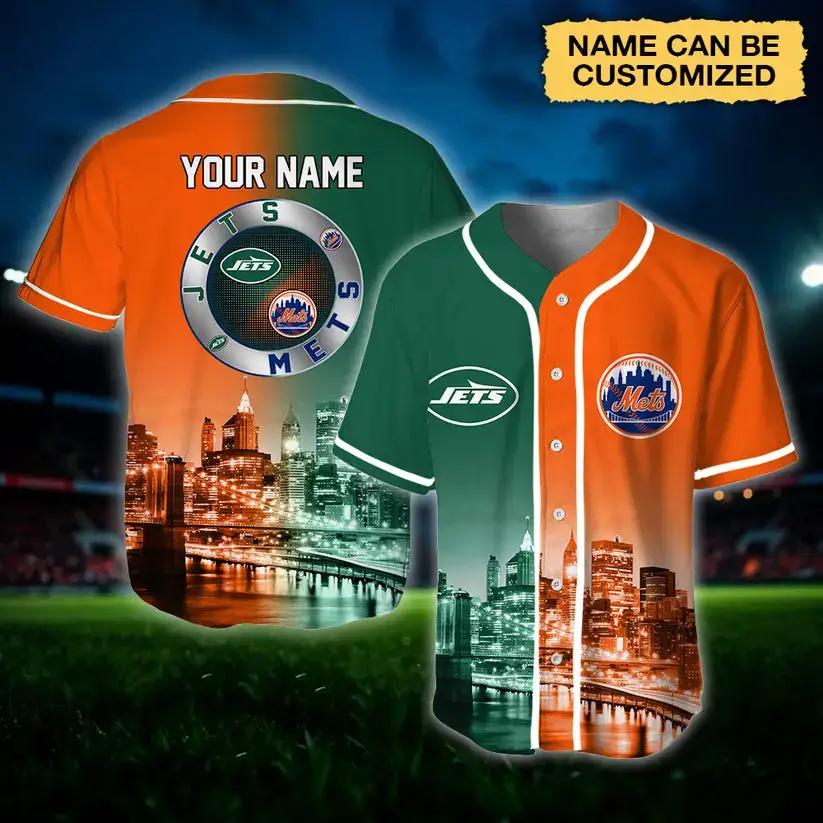 Customizable Jets & Mets Baseball Jersey - Personalize Your Name - Unique Fan Gift Image