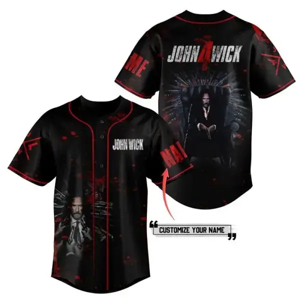 Customizable John Wick 4 Baseball Jersey – Unique Design, Perfect Gift For Fans Image
