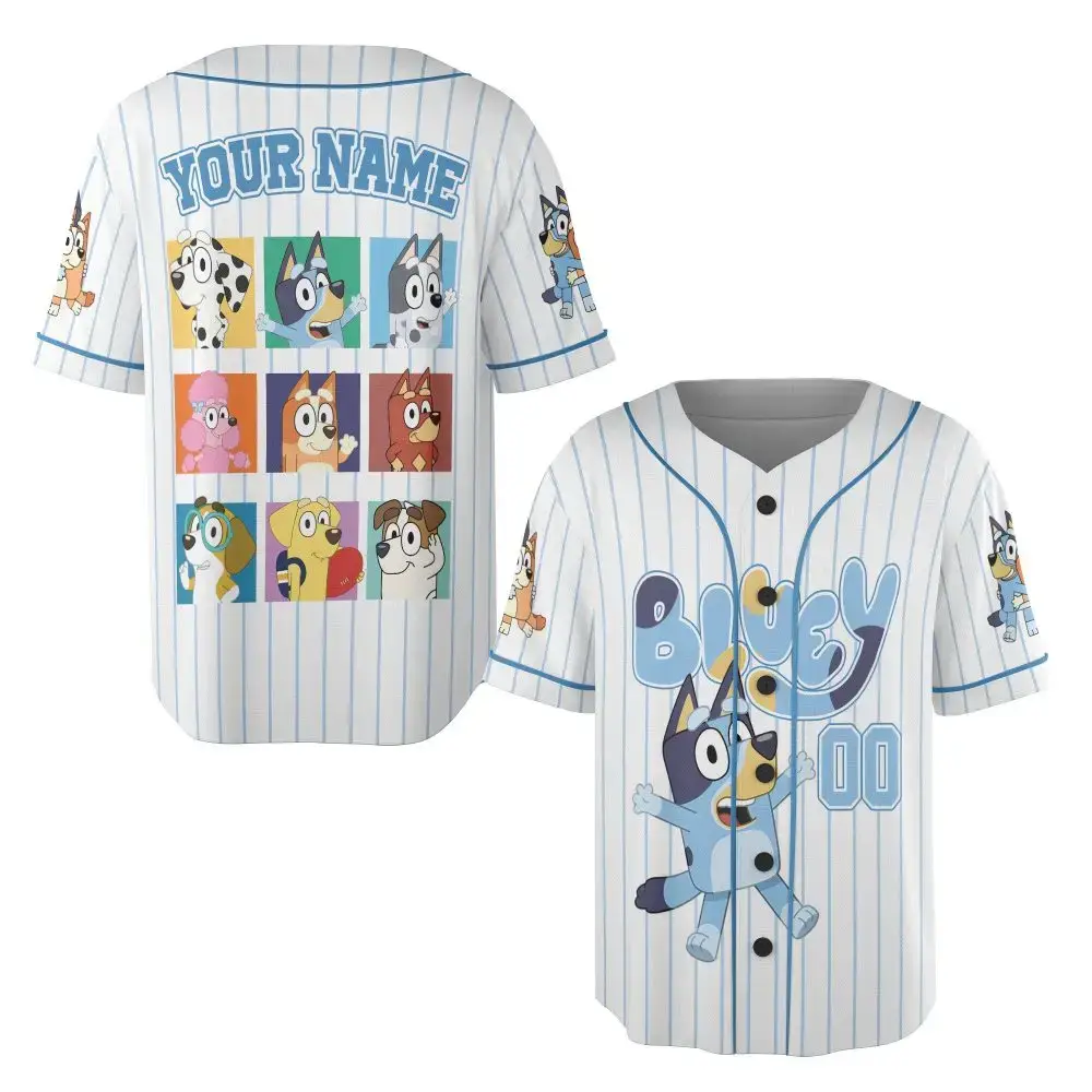 Customizable Kids' Cartoon Baseball Jersey - Fun Character Print - Add Your Name! Image