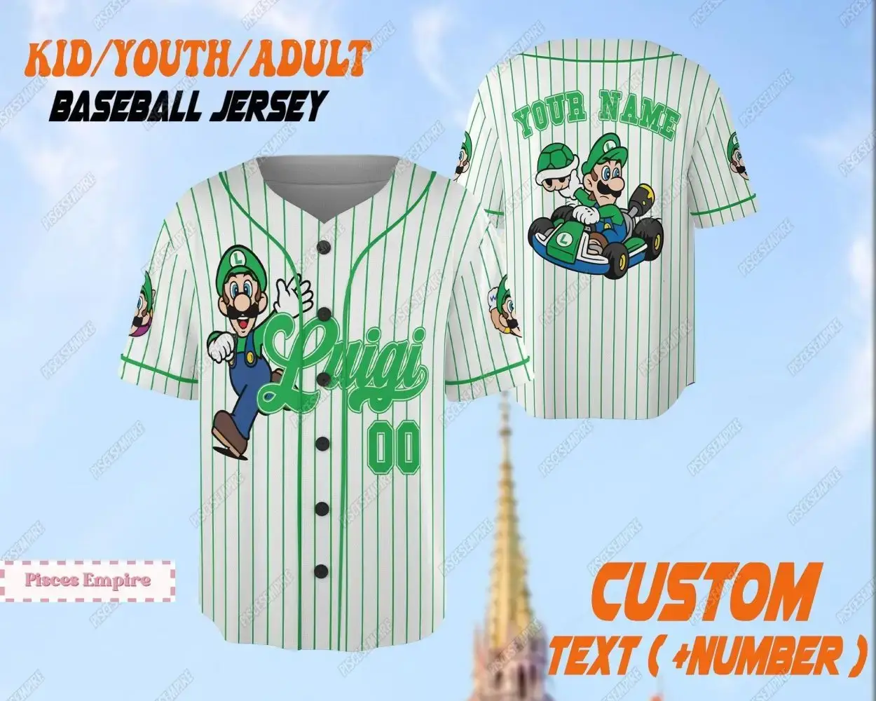 Customizable Kids/Adult Baseball Jersey - Add Your Name & Number - Playful Game Theme Image
