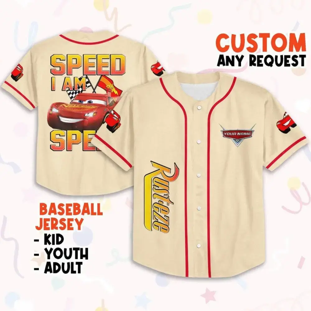 Customizable Kids/Adult Baseball Jersey - Speed Design, Perfect Gift For Racing Fans! Image