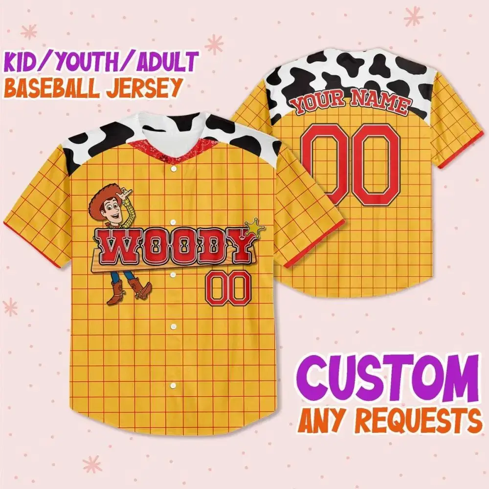 Customizable Kids/Youth/Adult Baseball Jersey - Fun Design, Add Your Name! Image