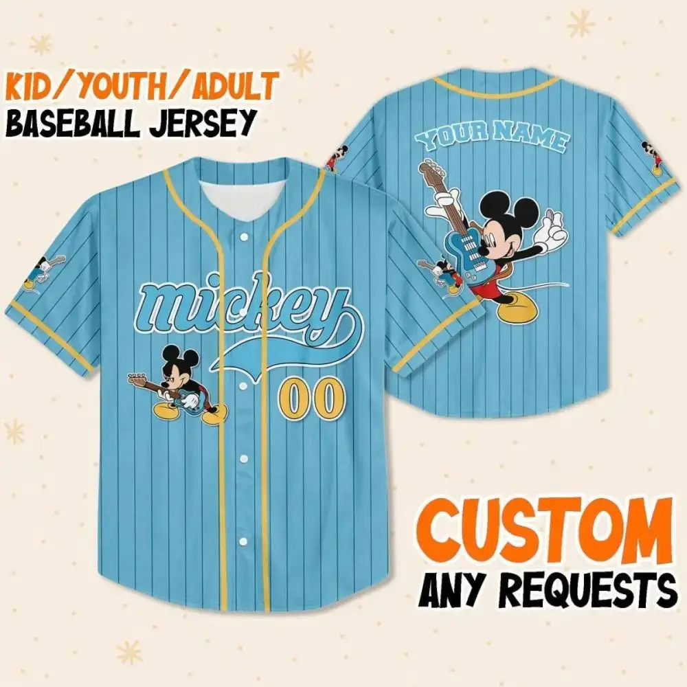 Customizable Kids/Youth/Adult Mickey Mouse Baseball Jersey - Personalize Yours Today! Image