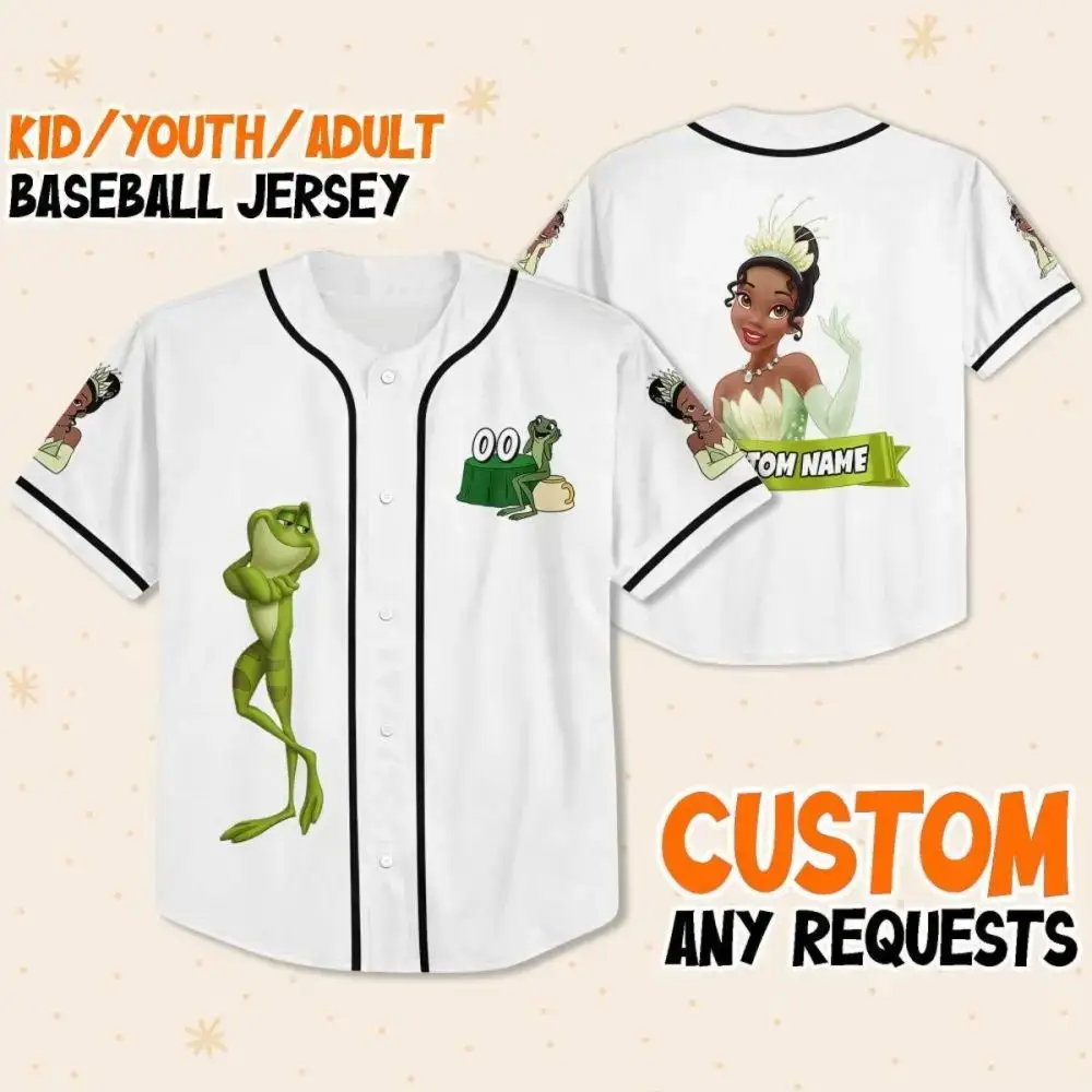 Customizable Kid/Youth/Adult Princess & Frog Baseball Jersey – Personalized Name Available Image