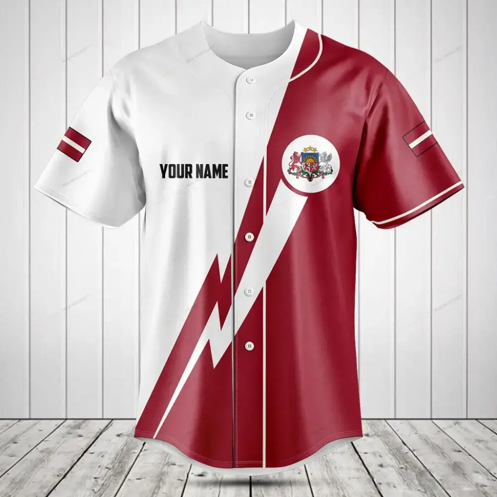 Customizable Latvia Baseball Jersey - Personalized Name & Number - Unique Gift For Fans Image
