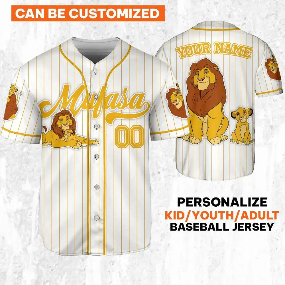Customizable Lion Family Baseball Jersey For Kids/Adults - Personalized Name Option Image
