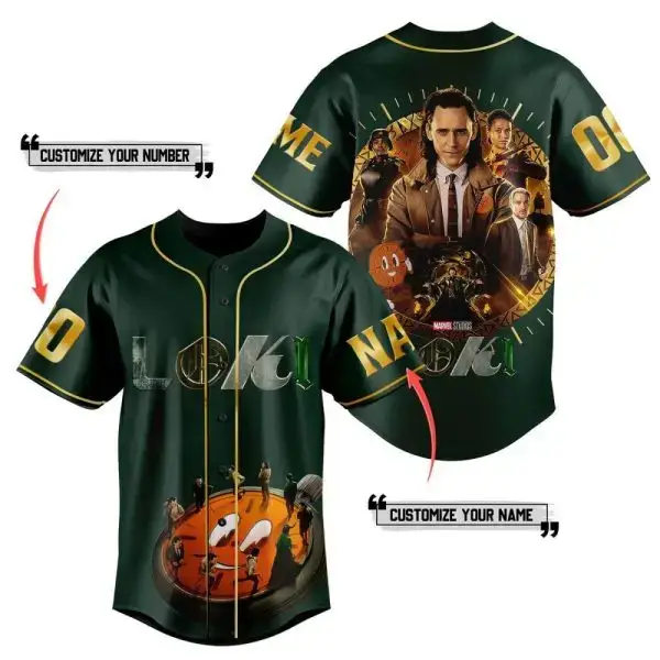 Customizable Loki Baseball Jersey – Unique Marvel Design – Add Name & Number! Image