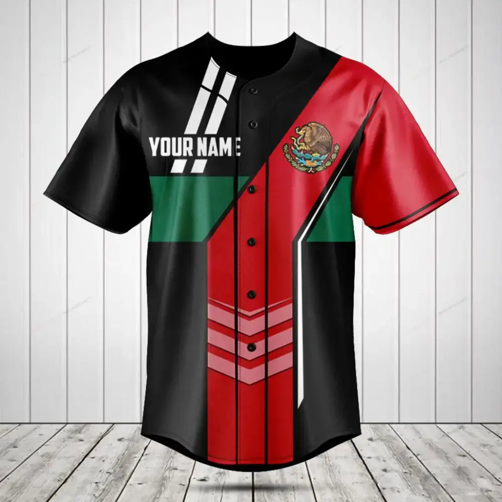 Customizable Mexican Flag Baseball Jersey – Personalized Sportswear For Fans Image