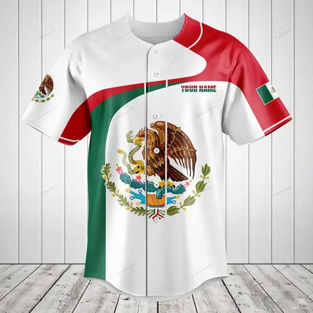 Customizable Mexican Flag Baseball Jersey – Show Your Pride In Style! Image