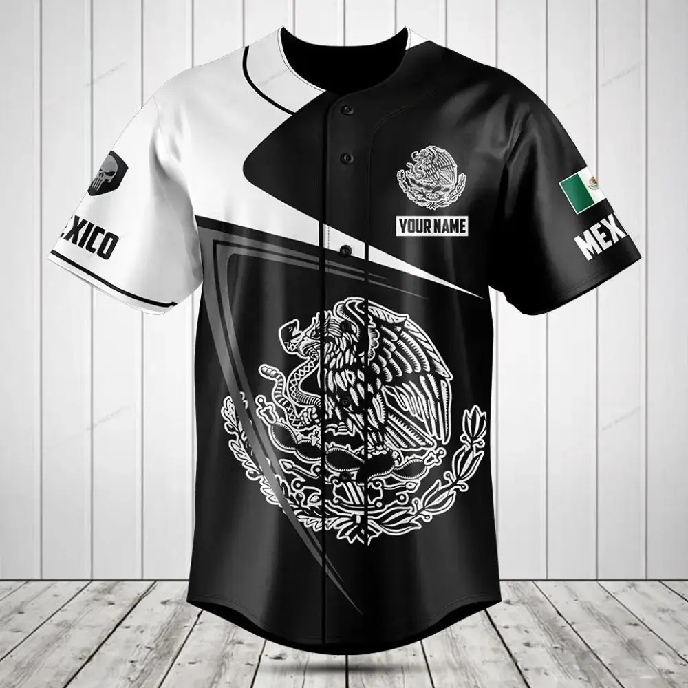 Customizable Mexican Flag Baseball Jersey - Personalized Name, Premium Quality Image