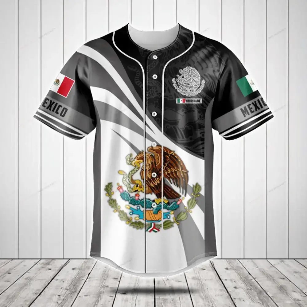 Customizable Mexico Flag Baseball Jersey - Personalized Sportswear For Fans Image