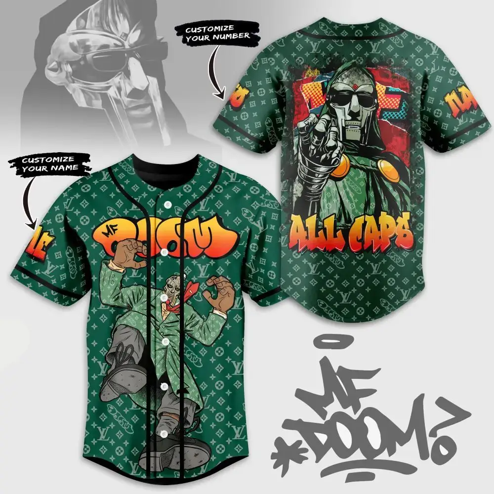 Customizable Mf Doom Graphic Baseball Jersey - Unique Hip Hop Apparel Image