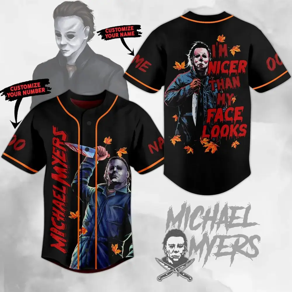 Customizable Michael Myers Baseball Jersey - Halloween Horror Classic, Unique Gift Idea Image