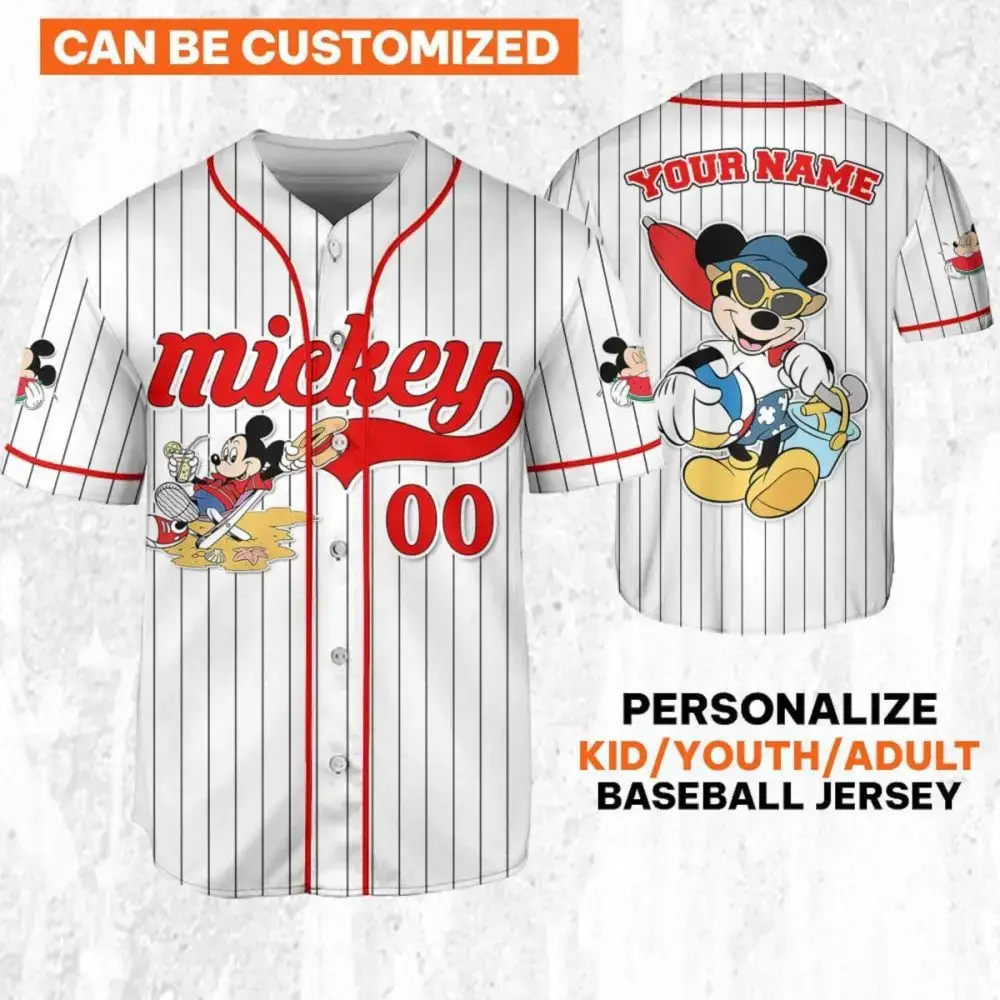 Customizable Mickey Baseball Jersey – Kids/Youth/Adults – Add Your Name! Image