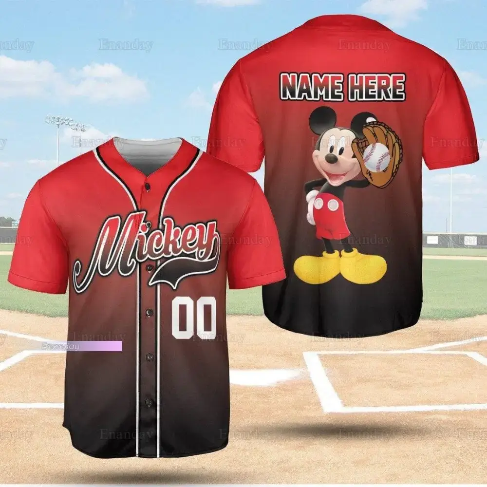 Customizable Mickey Baseball Jersey – Personalized Disney Sportswear Gift Image