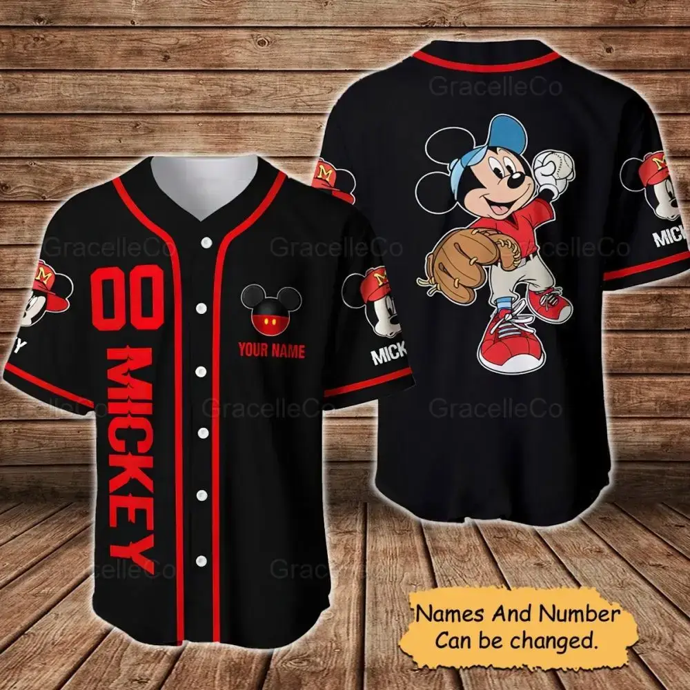 Customizable Mickey Baseball Jersey – Personalized Name & Number, Fun Disney Design Image