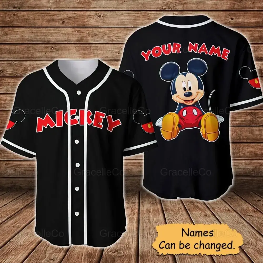 Customizable Mickey Baseball Jersey – Personalized Name, Classic Cartoon Design Image