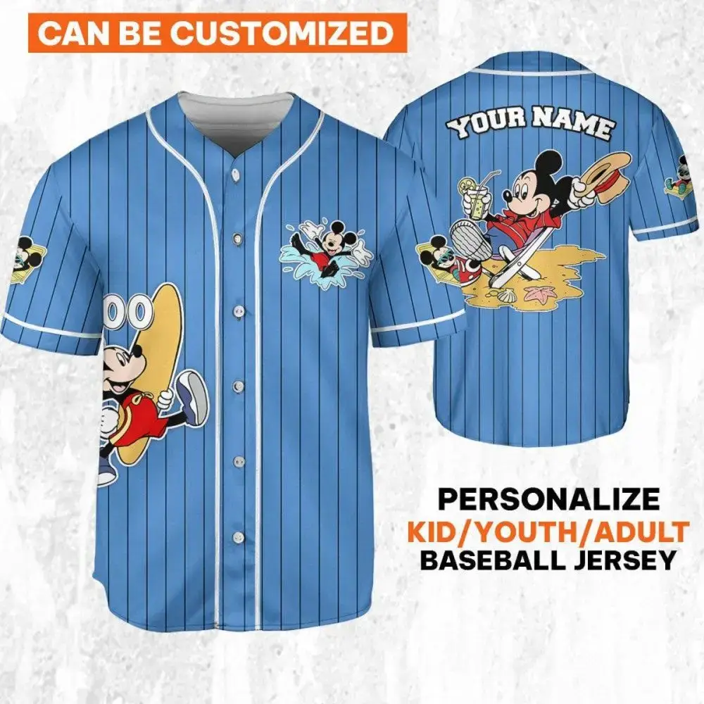 Customizable Mickey Baseball Jersey For Kids/Adults - Personalize Your Name! Image