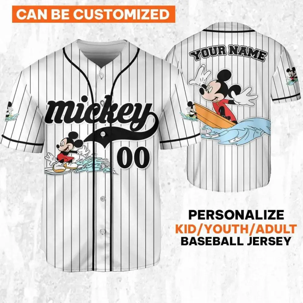 Customizable Mickey Baseball Jersey For Kids/Youth/Adults – Personalized Sports Apparel Image