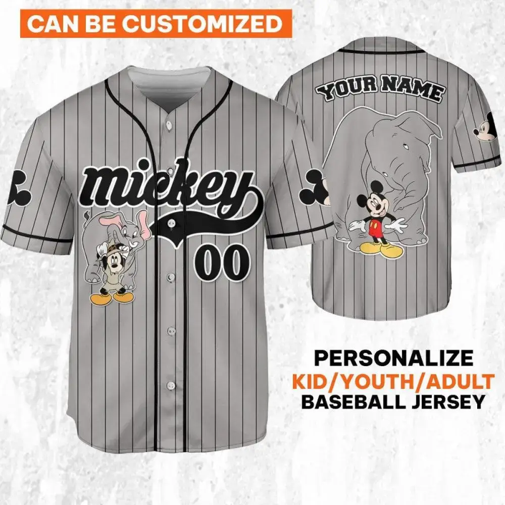 Customizable Mickey Baseball Jersey - Personalized For Kids/Adults - Add Your Name! Image