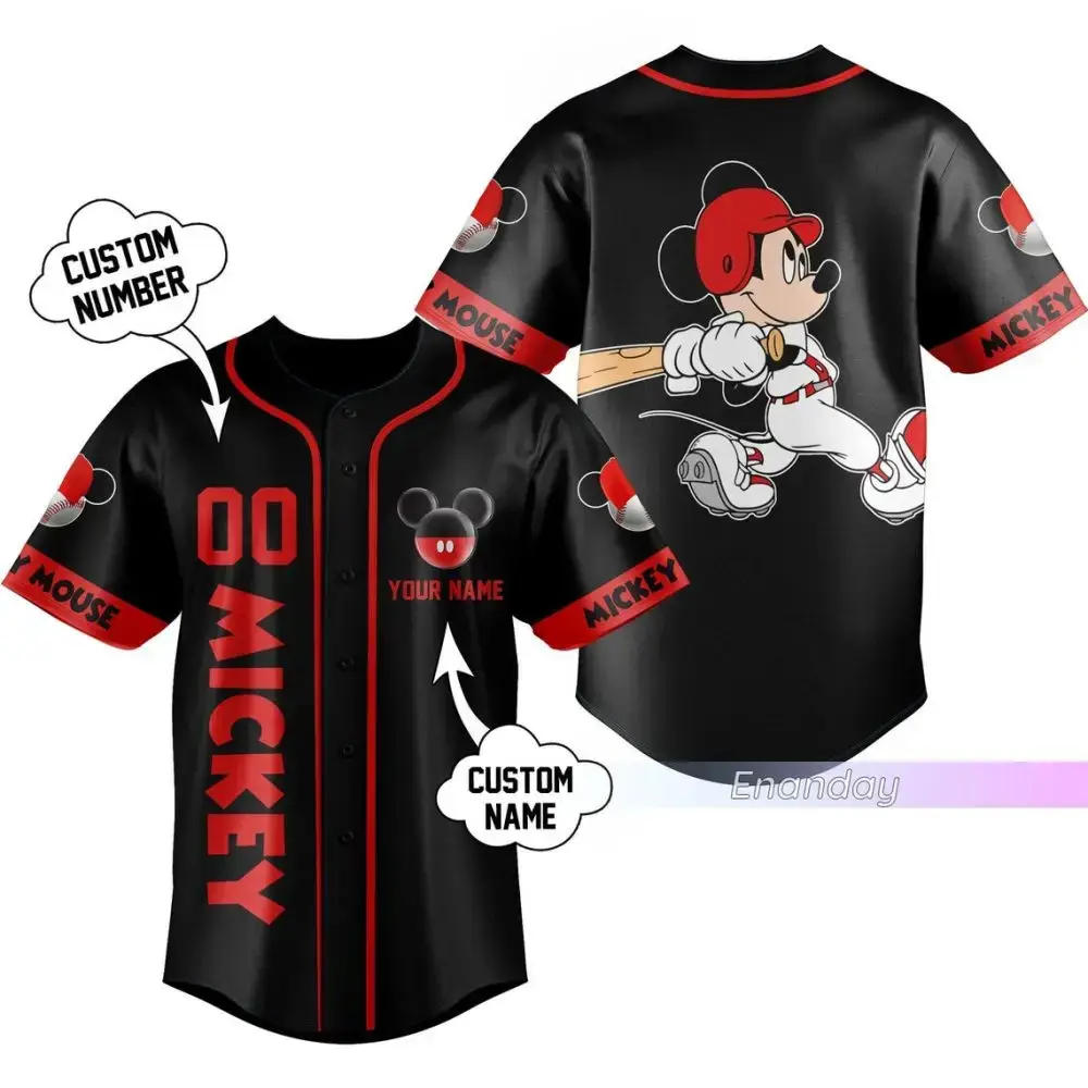 Customizable Mickey Mouse Baseball Jersey – Add Your Name & Number! Image