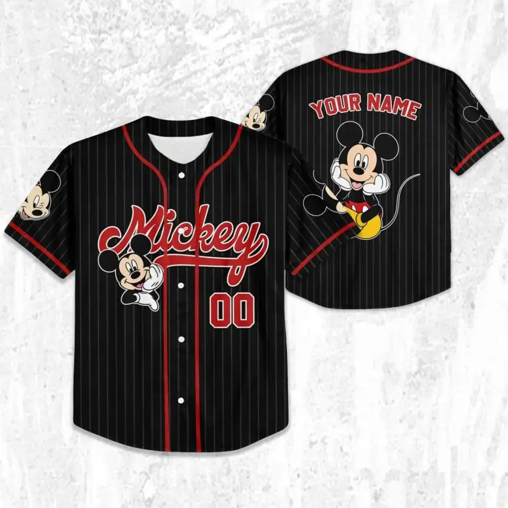Customizable Mickey Mouse Baseball Jersey - Personalized Name & Number Image