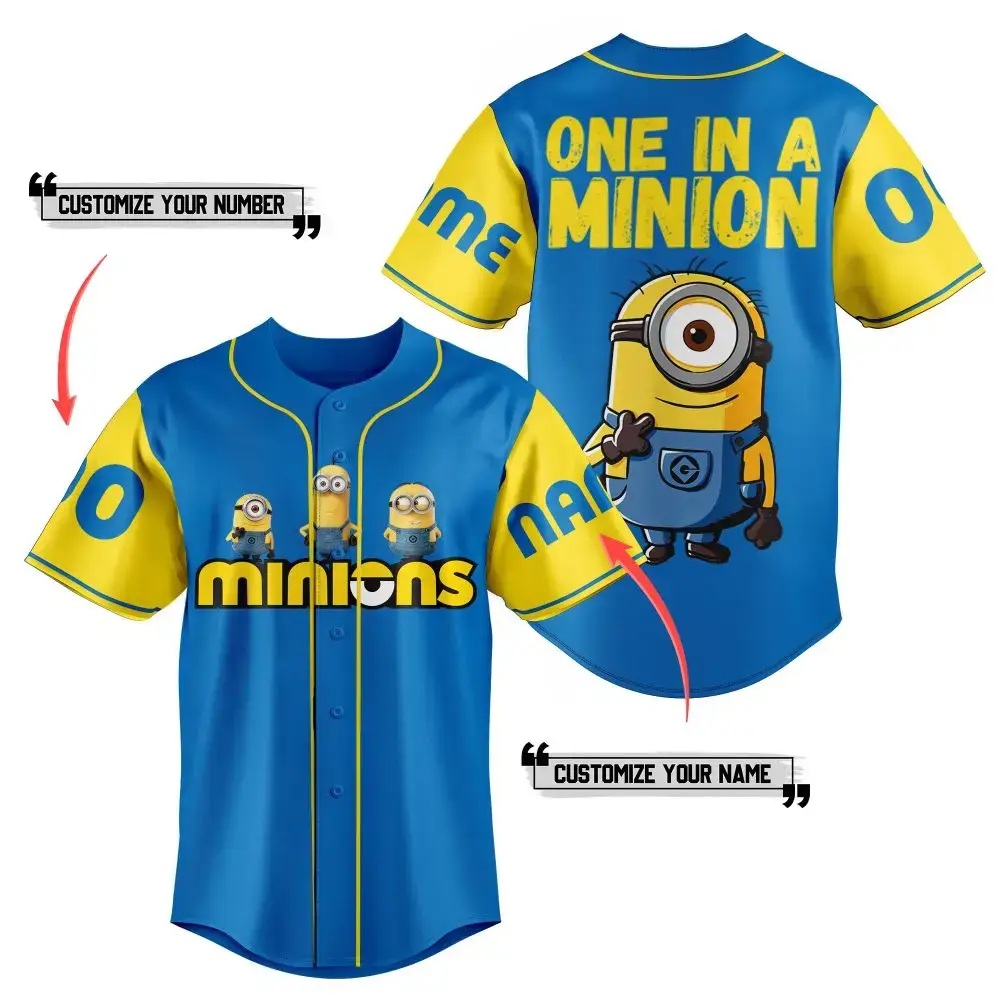 Customizable Minion Baseball Jersey - Add Your Name & Number - Fun & Unique Gift! Image