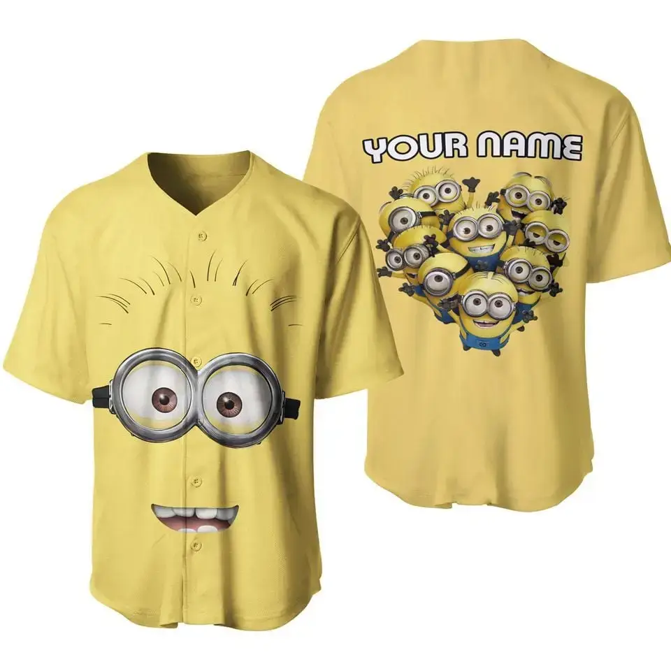 Customizable Minion Baseball Jersey Shirt - Fun Yellow Design For All Ages! Image
