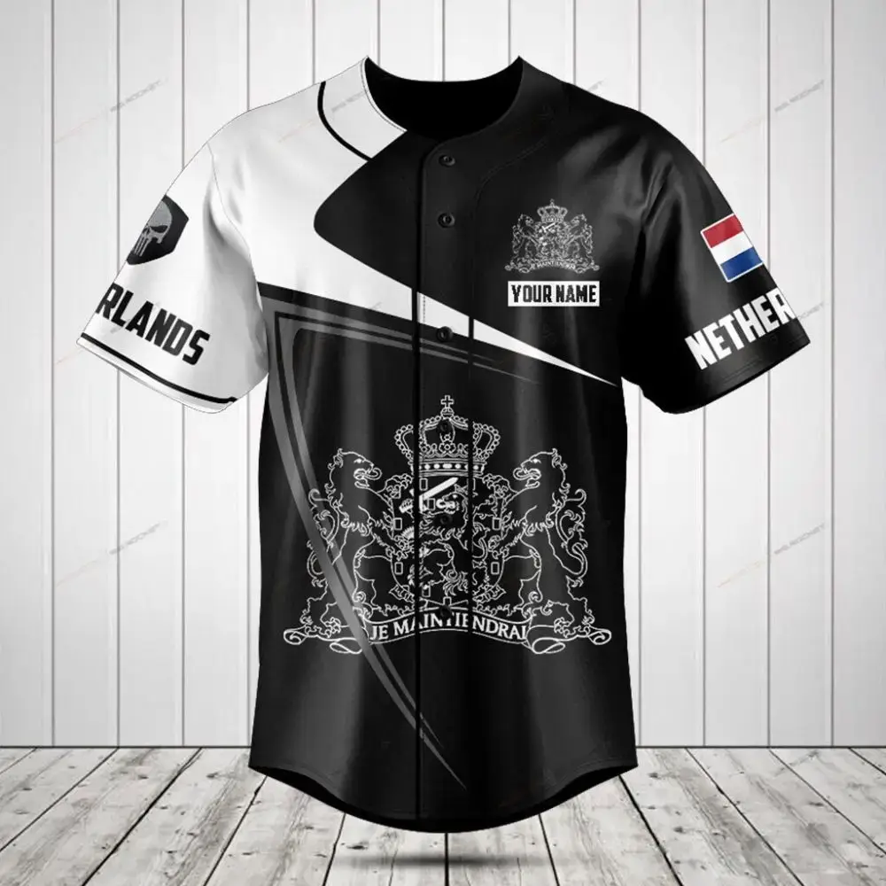 Customizable Netherlands Baseball Jersey - Personalized Name & Crest Design - Unique Gift Idea Image