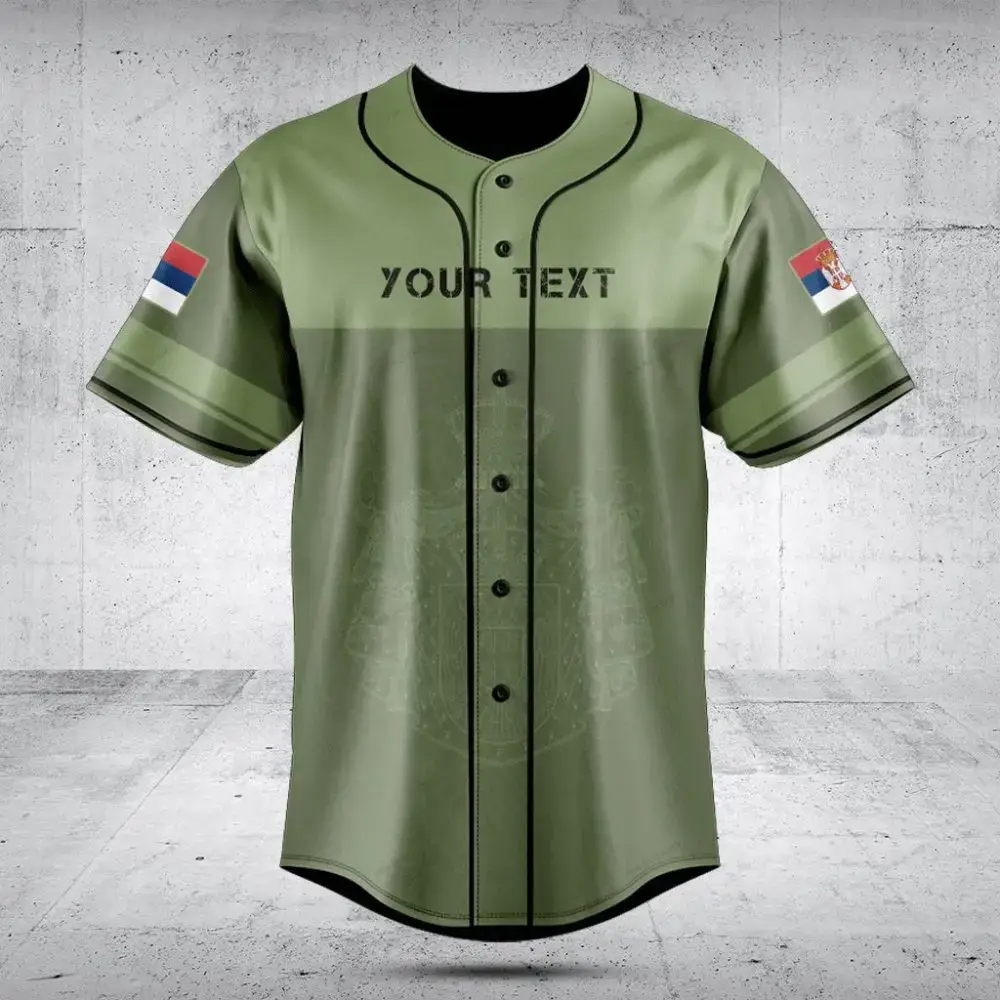 Customizable Olive Green Baseball Jersey With Flag Details - Perfect For Teams & Gifts Image