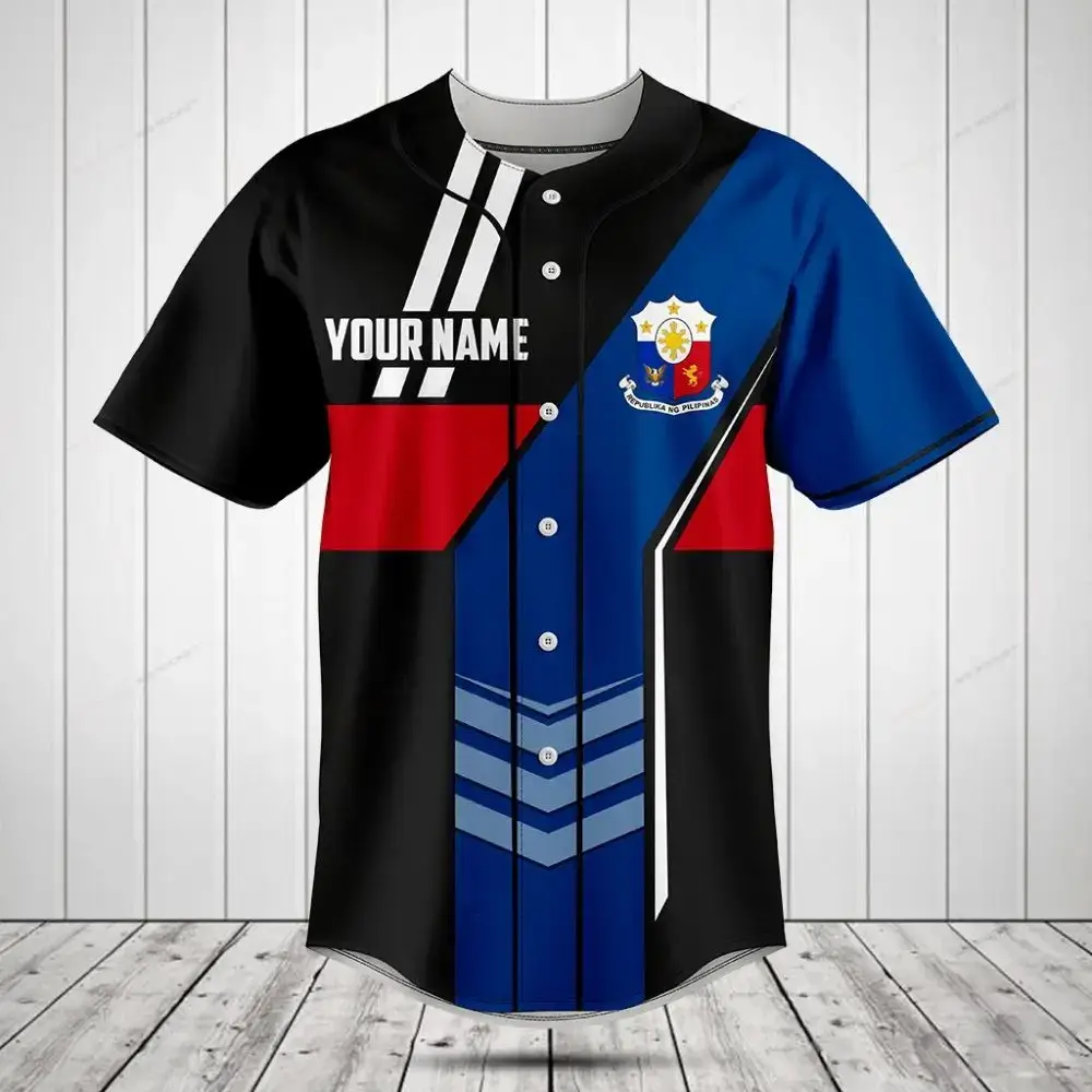 Customizable Philippines Flag Baseball Jersey – Unique Design, Add Your Name! Image
