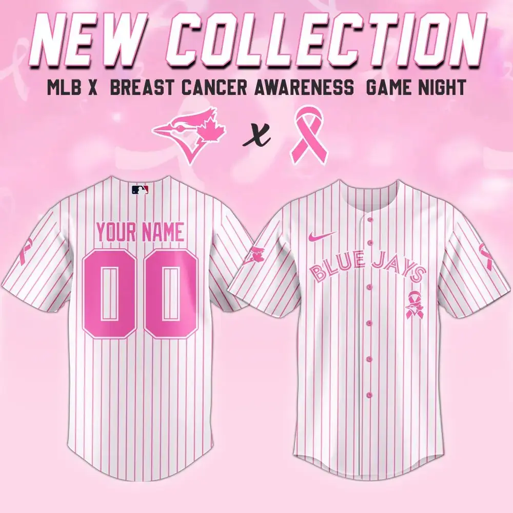 Customizable Pink Blue Jays Jersey - Breast Cancer Awareness Mlb Collection Image
