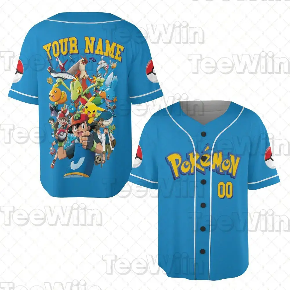 Customizable Pokémon Baseball Jersey – Personalize Your Name & Number! Image