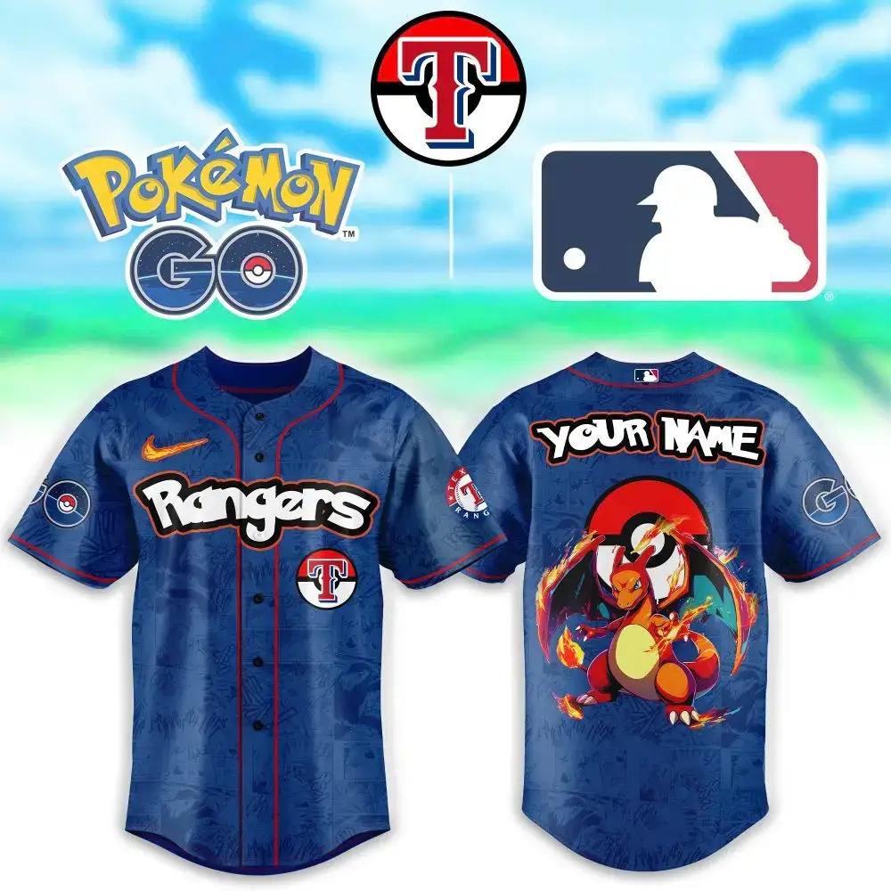 Customizable Pokemon Rangers Mlb Jersey - Unique Charizard Design Image